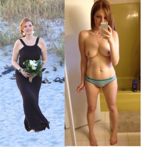 Sexy Rothaarige Freundin Angezogen Und Nackt Selfie Privat